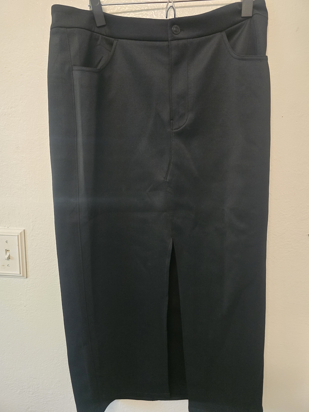 Hudson Jeans Black Midi Pencil Skirt with Front Slit